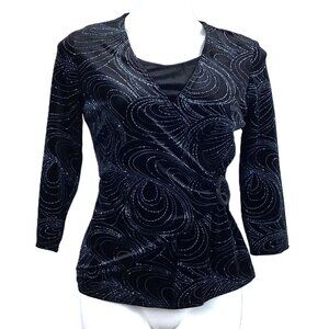 NOTATIONS Women's Sparkle Velvet Blouse. Size PS
